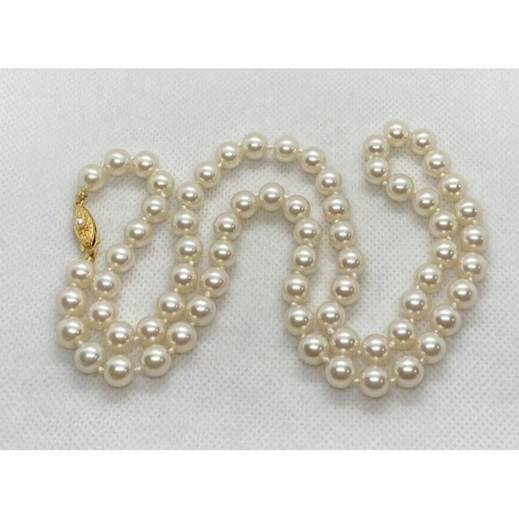 Vintage Japan‎ Faux Pearl Knotted Beaded Single Strand 25'' Necklace Fish Hook - Picture 1 of 9